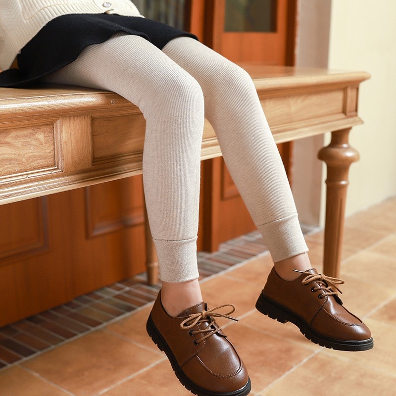 Gyerekek téli fleecével bélelt vastag leggings, függőleges csíkokkal, melegek