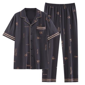 Muški ljetni pamučni pijama set, gornji dio s kratkim rukavima i hlače, 2023 novi model, Plus size