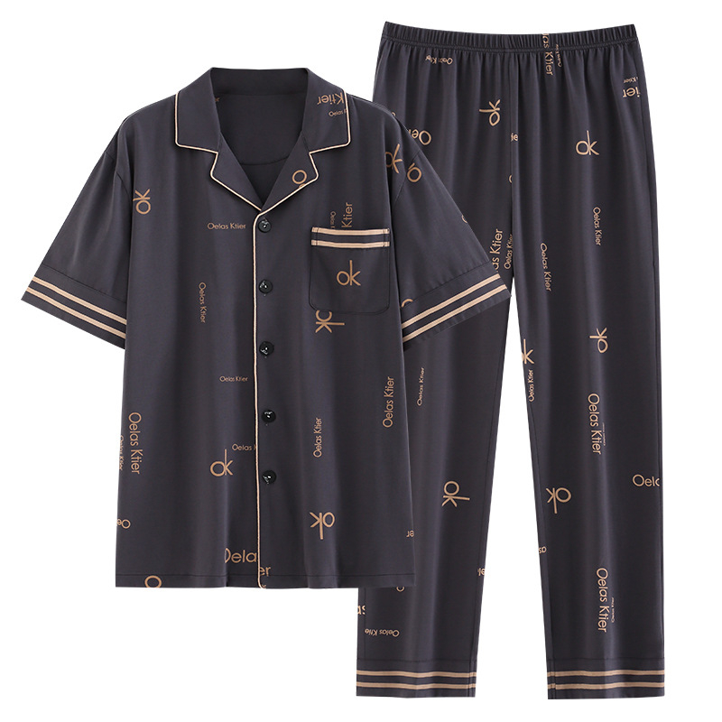 Muški ljetni pamučni pijama set, gornji dio s kratkim rukavima i hlače, 2023 novi model, Plus size