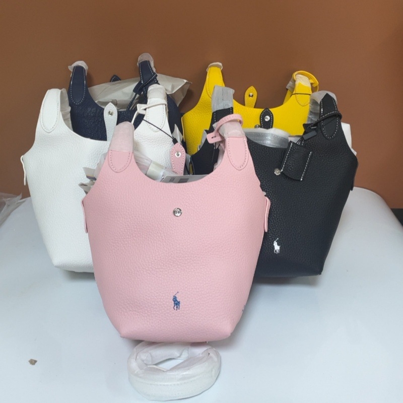 2026 nova Polo torba u stilu košare, koža s teksturom liči, bucket torba s remenom za ramena za žene