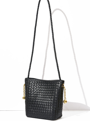 Ženska torbica od prave ovčje kože, tkanog košarastog stila – bucket bag, visoke kvalitete, minimalistička i chic, kompaktna torba za rame