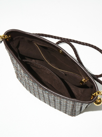 Ženska torbica od prave ovčje kože, tkanog košarastog stila – bucket bag, visoke kvalitete, minimalistička i chic, kompaktna torba za rame