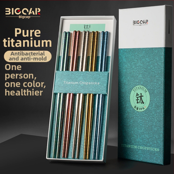 Bigcar Bețe de masă din titan pur – lux, antibacteriale și rezistente la mucegai, model 2025, rezistente la temperaturi înalte, antiderapante