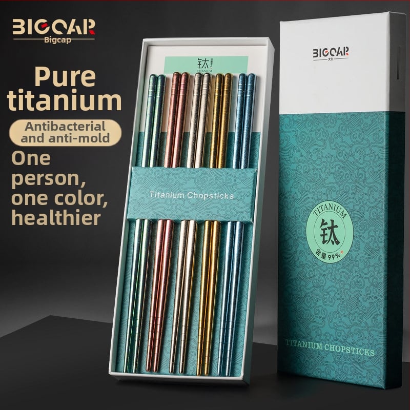 Bigcar Bețe de masă din titan pur – lux, antibacteriale și rezistente la mucegai, model 2025, rezistente la temperaturi înalte, antiderapante