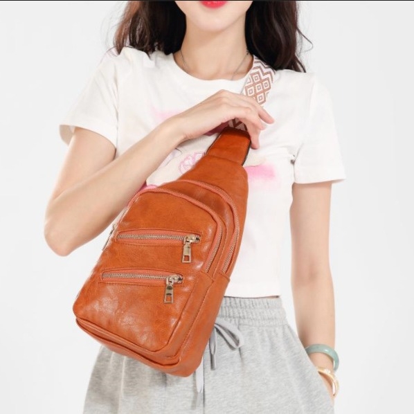 PU torbica preko tijela s dvostrukim zipom, velika kapaciteta, za outdoor aktivnosti, unisex, retro stil