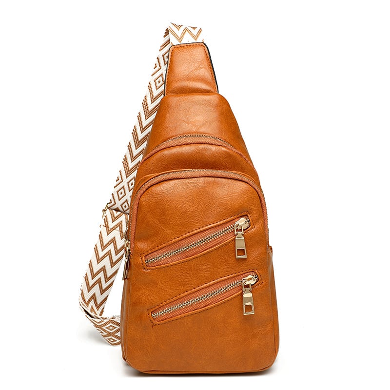 PU torbica preko tijela s dvostrukim zipom, velika kapaciteta, za outdoor aktivnosti, unisex, retro stil