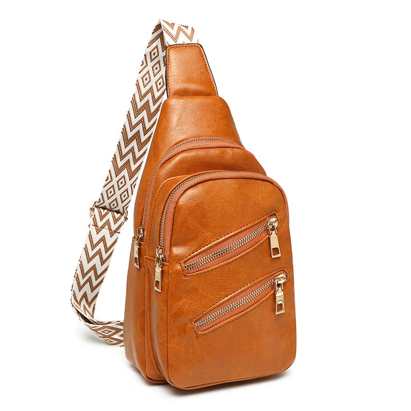 PU torbica preko tijela s dvostrukim zipom, velika kapaciteta, za outdoor aktivnosti, unisex, retro stil