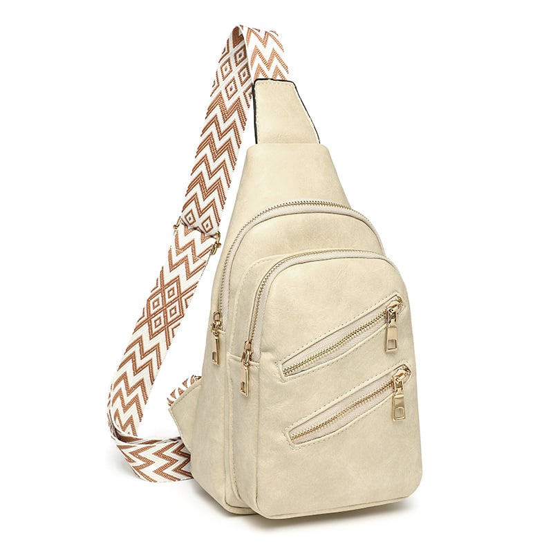 PU torbica preko tijela s dvostrukim zipom, velika kapaciteta, za outdoor aktivnosti, unisex, retro stil