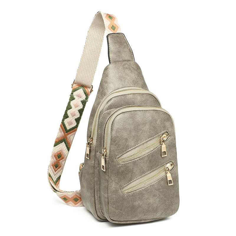 PU torbica preko tijela s dvostrukim zipom, velika kapaciteta, za outdoor aktivnosti, unisex, retro stil