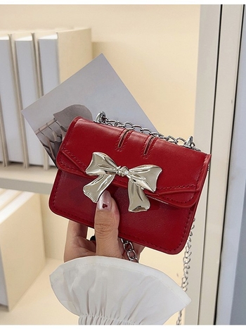 Ženska mini crossbody torba s mašnicom i lancem, 2026 novi trend, sladak i moderan dizajn