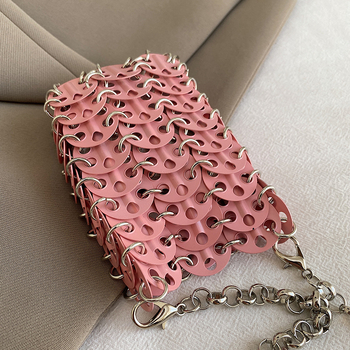Ženska mini crossbody torbica s metalnim štrasom, ručno pletena, kaiš od lanca, torbica za ruž