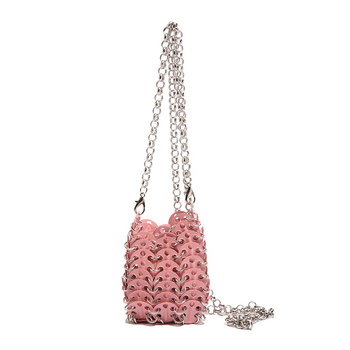 Ženska mini crossbody torbica s metalnim štrasom, ručno pletena, kaiš od lanca, torbica za ruž