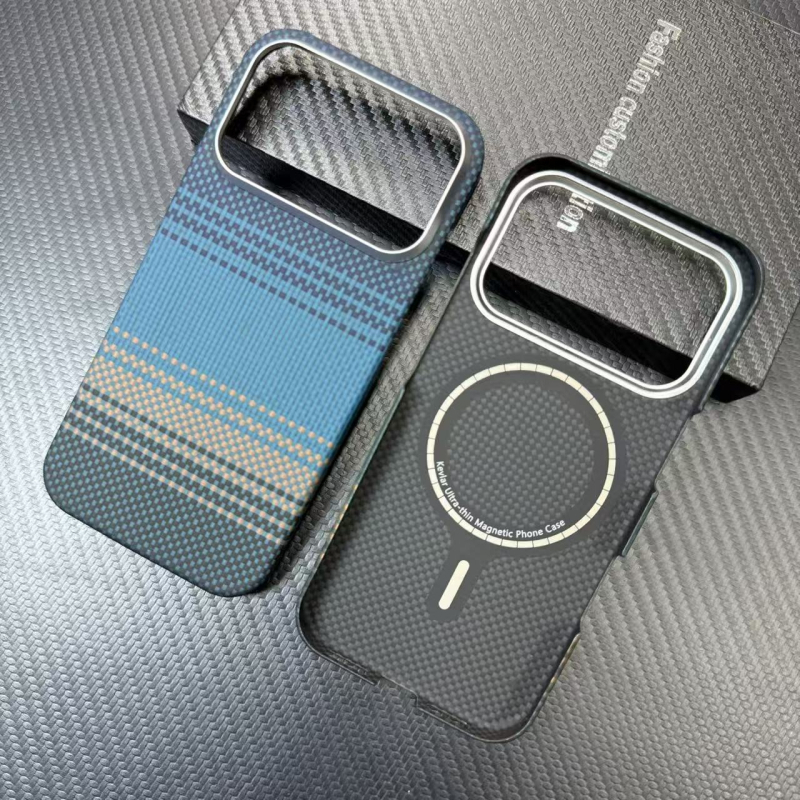 Carcasă pentru iPhone 17 Pro Max din fibre aramidice, închidere magnetică — stil business minimalist