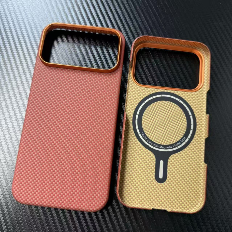 Carcasă pentru iPhone 17 Pro Max din fibre aramidice, închidere magnetică — stil business minimalist