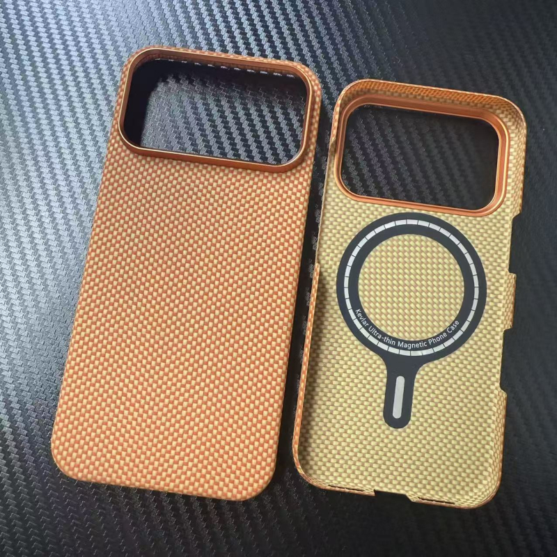 Carcasă pentru iPhone 17 Pro Max din fibre aramidice, închidere magnetică — stil business minimalist