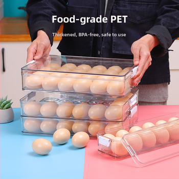 Διαφανές δοχείο αυγών από PET τροφίμων για οικιακό ψυγείο, πλευρική πόρτα, σφραγισμένος δίσκος αυγών.