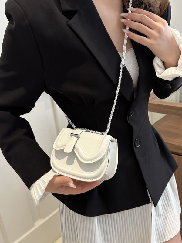 Mini ženska torbica s lancem, PU koža, nišni dizajn, ljetni model 2024, torba preko ramena crossbody, torbica za ruž