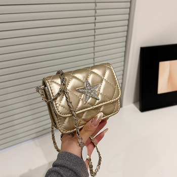 Mini torbica s dijamantnim šavom, srebrna, lančana crossbody, mala torbica za ruž