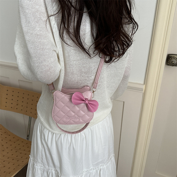 Slatka mini kvadratna torbica za djecu s mačkastom mašnicom, crossbody, mini novčanik