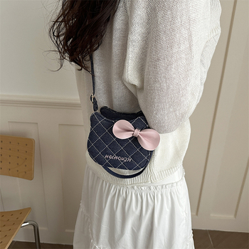 Slatka mini kvadratna torbica za djecu s mačkastom mašnicom, crossbody, mini novčanik