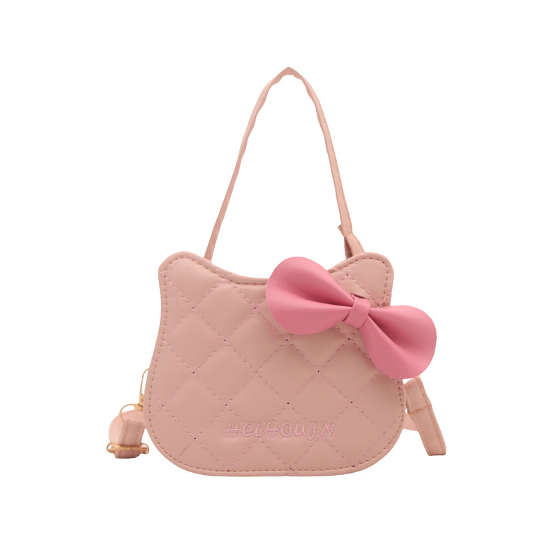 Slatka mini kvadratna torbica za djecu s mačkastom mašnicom, crossbody, mini novčanik