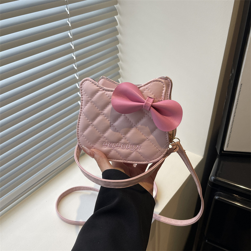 Slatka mini kvadratna torbica za djecu s mačkastom mašnicom, crossbody, mini novčanik