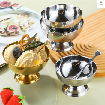 Bol rotund din oțel inoxidabil, pentru înghețată, iaurt, fructe și salate, utilizare casnică