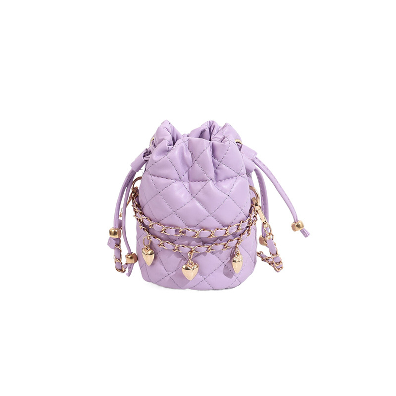 Šivana bucket torba s rombi uzorkom, mini kompaktnog oblika, visokoklase nišnog dizajna, diagonalna crossbody torba.
