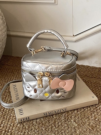 Dječja torba s preslatkom karikaturnim mačkom i mašnicom, kutijastog stila, mala crossbody torba, torbica za ruž i novčiće