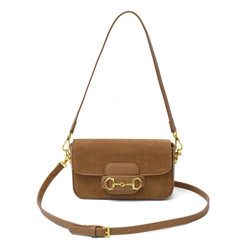 Ženska torbica s kopčom u obliku potkove, retro stil, mat nubuk koža, crossbody