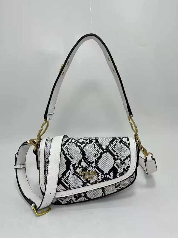 Sedlovita crossbody torba s uzorkom zmijske kože, vintage europsko-američki stil, PU koža, mala veličina, jedan remen, magnetsko zatvaranje, džep sa zatvaračem, lagani luksuz