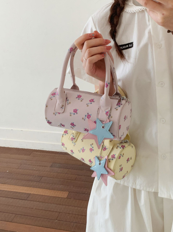 PU cilindrična torba s tiskom, minimalistički gradski stil, ženska crossbody torba s zatvaračem na zip