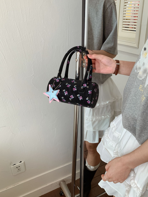 PU cilindrična torba s tiskom, minimalistički gradski stil, ženska crossbody torba s zatvaračem na zip