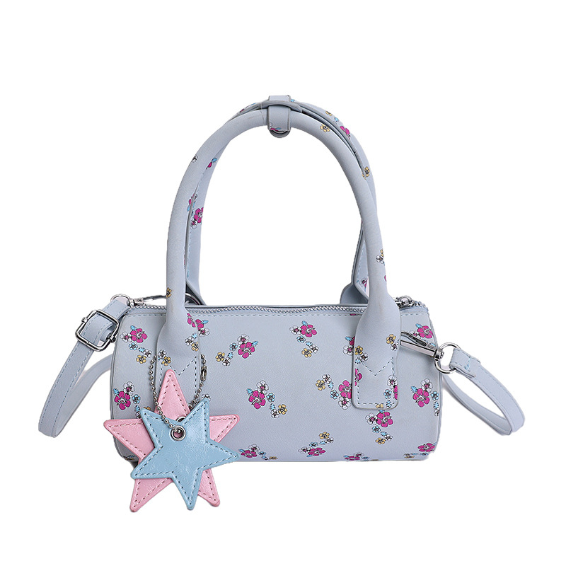 PU cilindrična torba s tiskom, minimalistički gradski stil, ženska crossbody torba s zatvaračem na zip