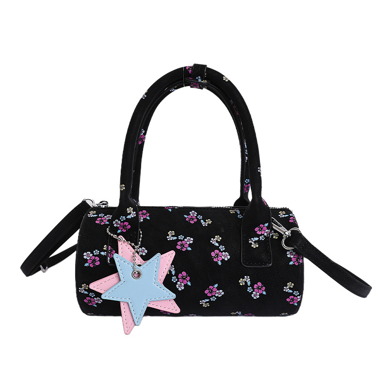 PU cilindrična torba s tiskom, minimalistički gradski stil, ženska crossbody torba s zatvaračem na zip