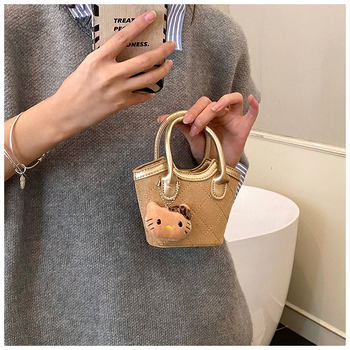 Bucket torba u korejskom stilu s leopard uzorkom, mat koža, mini crossbody torba za ramena, džep za ruž