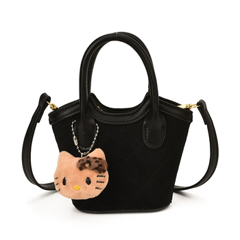 Bucket torba u korejskom stilu s leopard uzorkom, mat koža, mini crossbody torba za ramena, džep za ruž