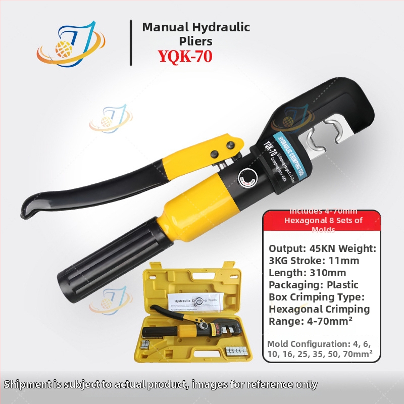 Clește hidraulic manual premium pentru crimpare cabluri, model YQK70120240300, cu fălci deschise