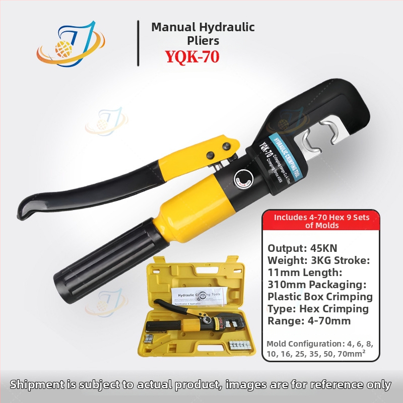 Clește hidraulic manual premium pentru crimpare cabluri, model YQK70120240300, cu fălci deschise