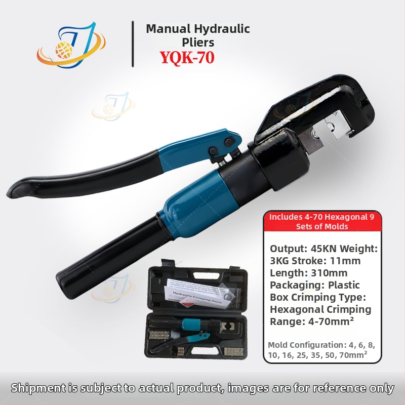 Clește hidraulic manual premium pentru crimpare cabluri, model YQK70120240300, cu fălci deschise