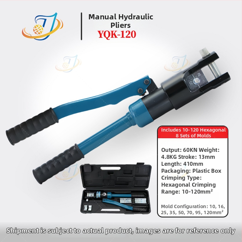 Clește hidraulic manual premium pentru crimpare cabluri, model YQK70120240300, cu fălci deschise