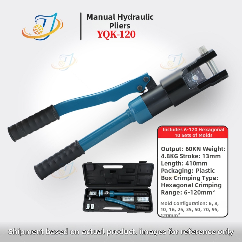 Clește hidraulic manual premium pentru crimpare cabluri, model YQK70120240300, cu fălci deschise