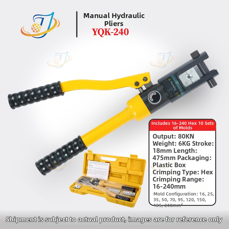 Clește hidraulic manual premium pentru crimpare cabluri, model YQK70120240300, cu fălci deschise