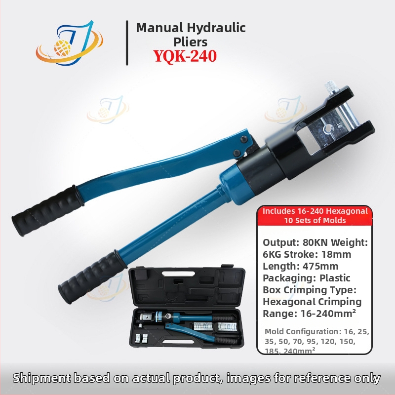 Clește hidraulic manual premium pentru crimpare cabluri, model YQK70120240300, cu fălci deschise