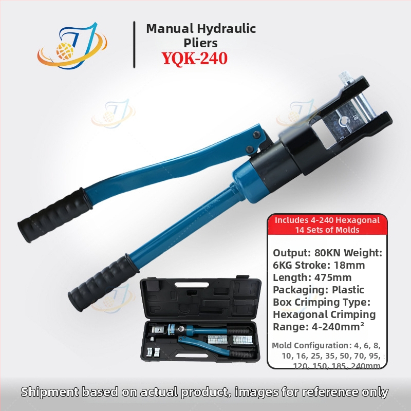 Clește hidraulic manual premium pentru crimpare cabluri, model YQK70120240300, cu fălci deschise