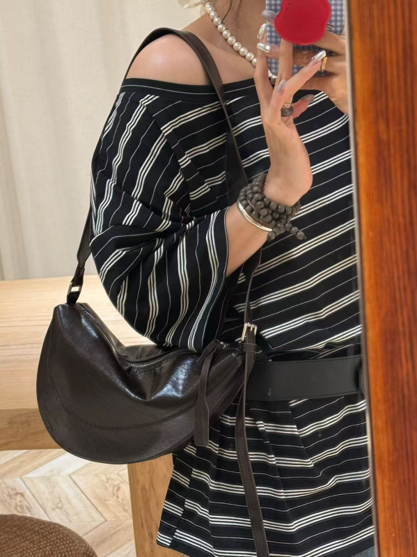 Torba od prave kože s oblikom sedla, retro trokutasti dizajn, crossbody torba preko ramena