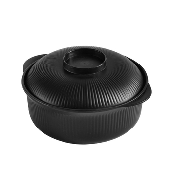 Vas din plastic cu capac pentru tăiței instant, formă circulară, diametru 20 cm, model cu dungi, stil modern minimalist, potrivit pentru microunde