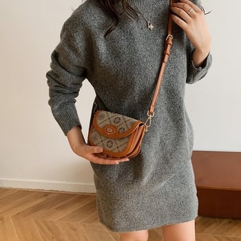 Ženska PU kožna torba s otiskom slova, mala crossbody torba, jesen-zima 2025