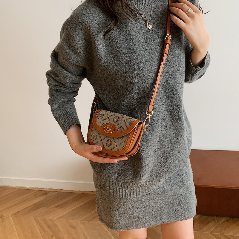 Ženska PU kožna torba s otiskom slova, mala crossbody torba, jesen-zima 2025