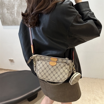 Károvaná sedlovita torba za rame s lancem, minimalistički retro stil